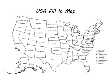 Fill In The Map USA